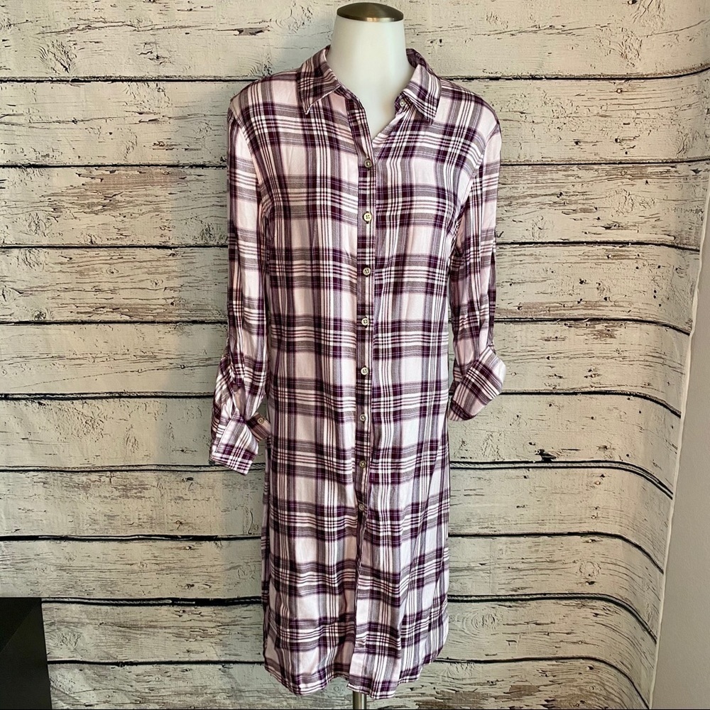 NWT New York and Co long plaid tunic
